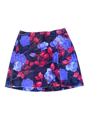 Anthropologie Maeve Black Floral Velvet Micro Mini Skirt 6